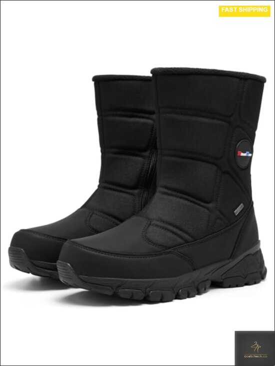 Men\'s Waterproof Snow Boots Mid-Calf Zipper Winter Outdoor Lightweight Non-Slip